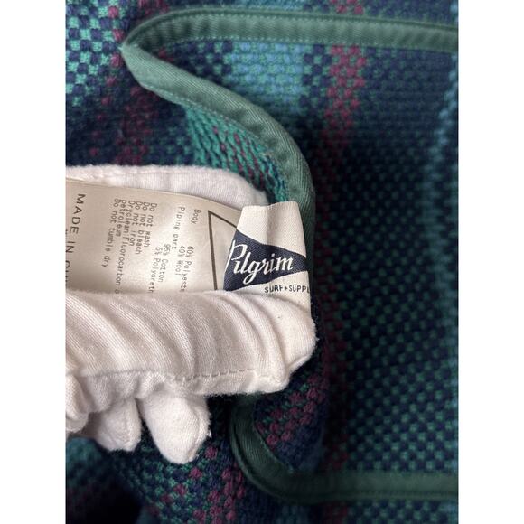 Pilgrim Surf Supply Jacket XL Mens Japanese Wool Woven Green Snap Front - Picture 7 of 9